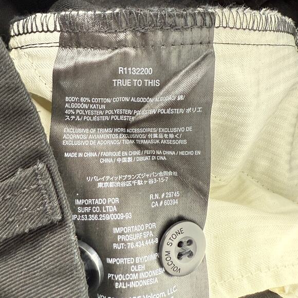 Volcom Whawhat Black Chino Ankle Pants Girls Size 12 Boyfriend Fit - Picture 7 of 7